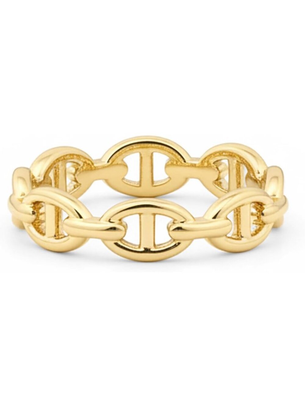 Waterproof 14K Gold Plated Link Chain Ring for Women - Stylish & Durable